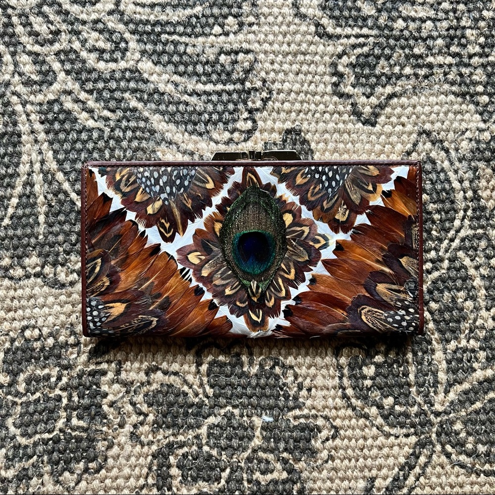 Unique feather wallet clutch